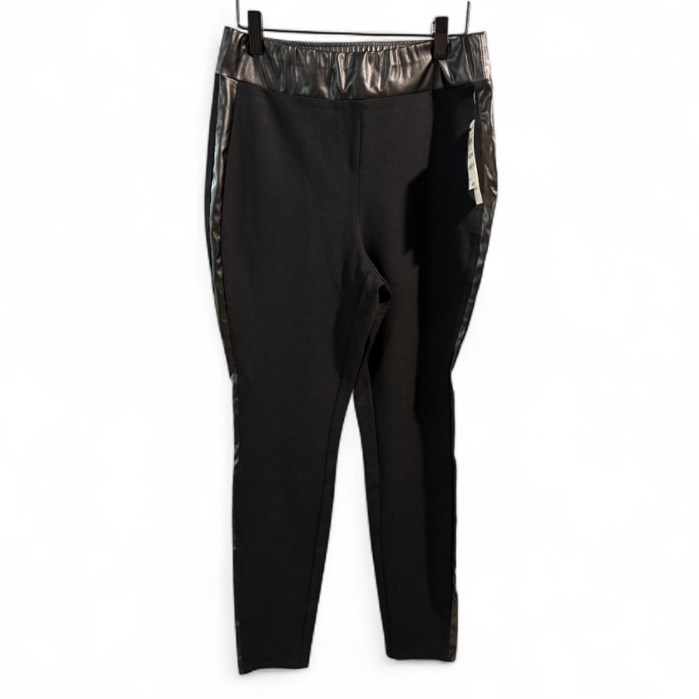 Bar III Black Leggings with Shiny‎ Side Panels